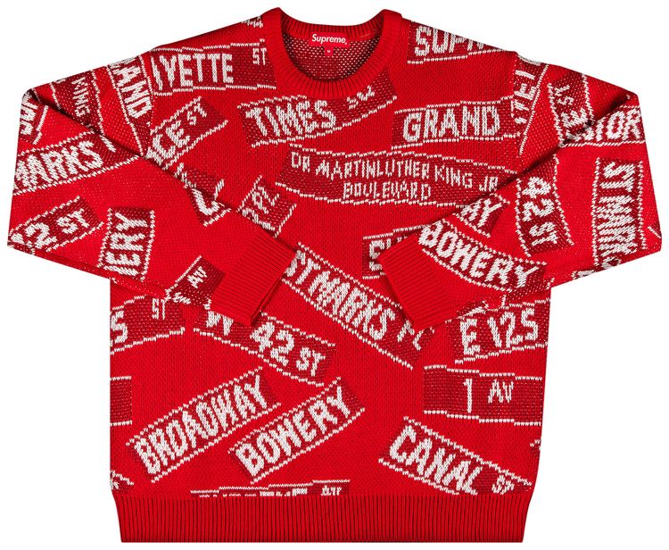 Supreme Street Signs Sweater Red