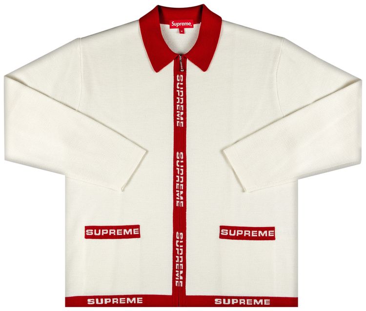 Buy Supreme Logo Trim Zip Up Cardigan 