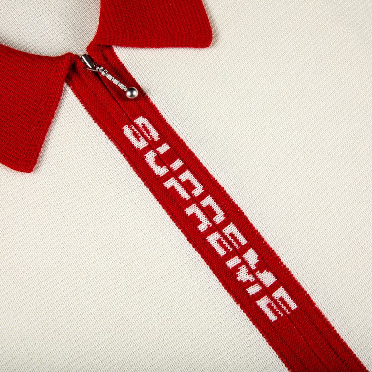 Supreme Logo Trim Zip Up Cardigan White
