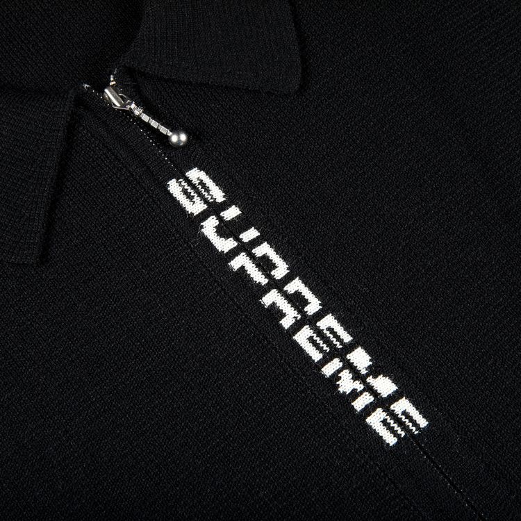 Supreme Logo Trim Zip Up Cardigan Black