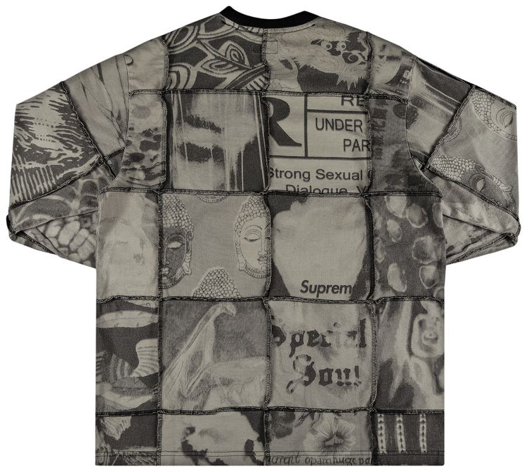 Supreme Mosaic Patchwork Long Sleeve Top Black