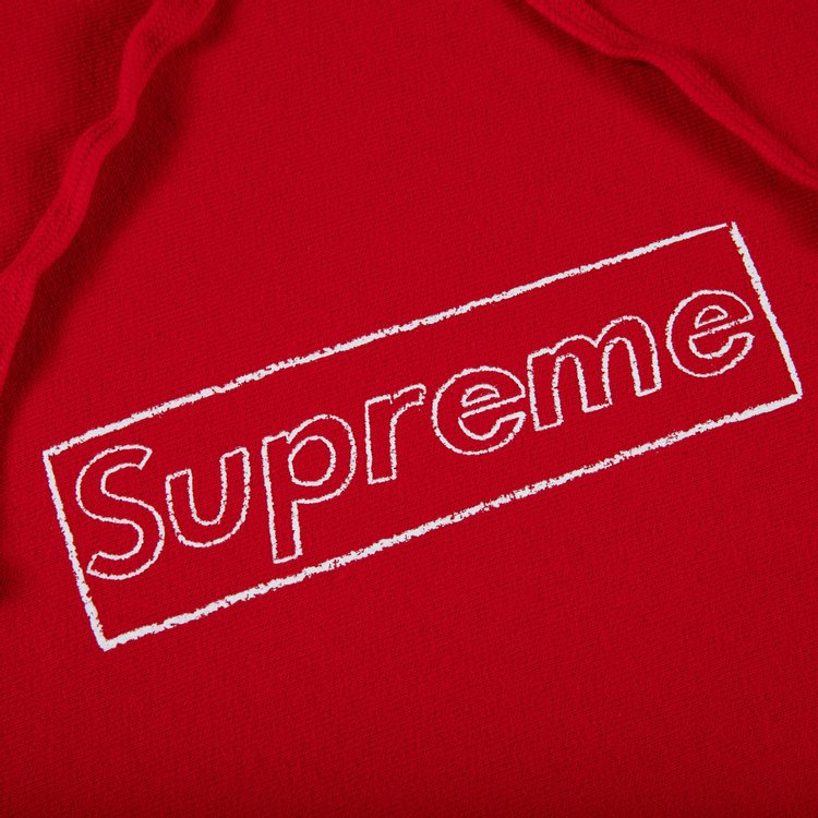 Supreme x KAWS Chalk Logo Hooded Sweatshirt Red