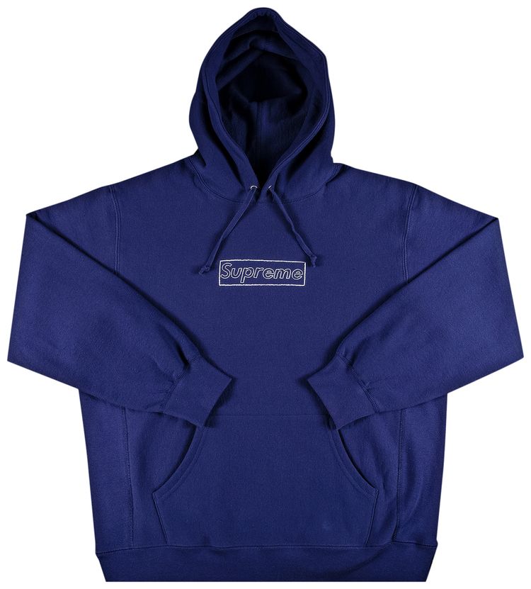 Supreme x KAWS Chalk Logo Hooded Sweatshirt Washed Navy