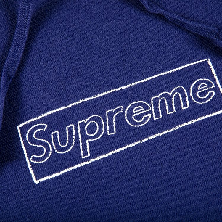 Supreme x KAWS Chalk Logo Hooded Sweatshirt Washed Navy