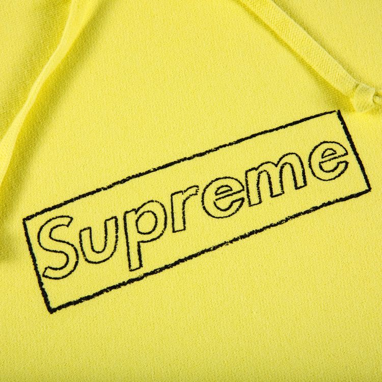 Supreme x KAWS Chalk Logo Hooded Sweatshirt Light Lemon