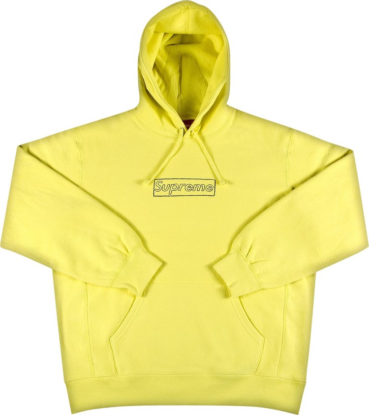 Supreme x KAWS Chalk Logo Hooded Sweatshirt 'Light Lemon'