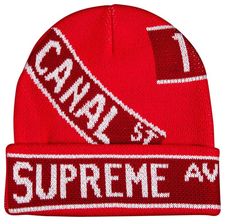Supreme Street Signs Beanie Red