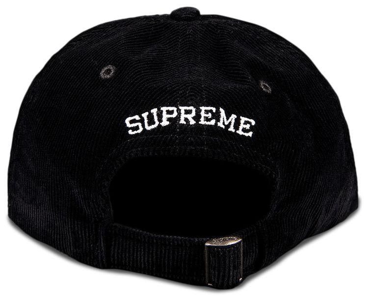 Supreme Fine Wale Corduroy S Logo 6 Panel Black
