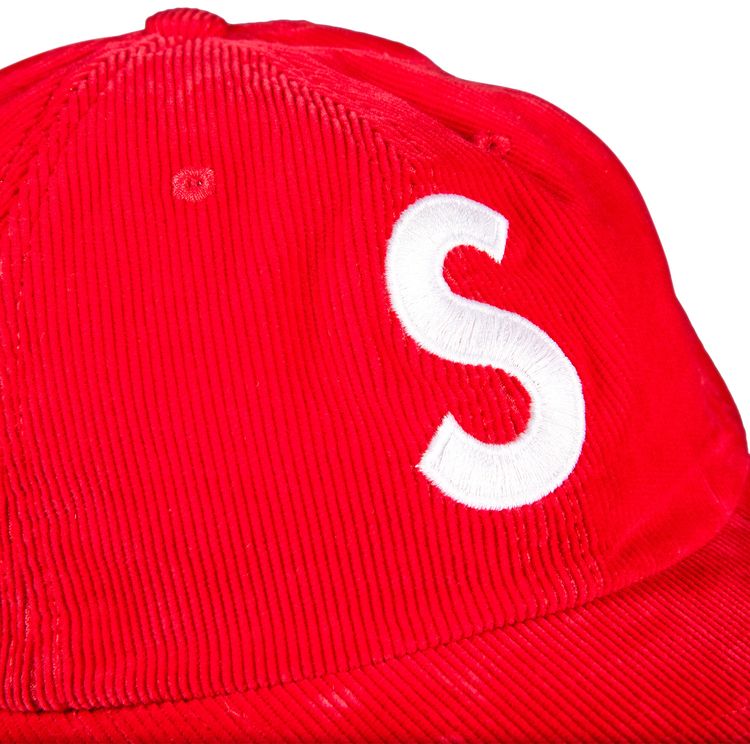 Supreme Fine Wale Corduroy S Logo 6 Panel Red