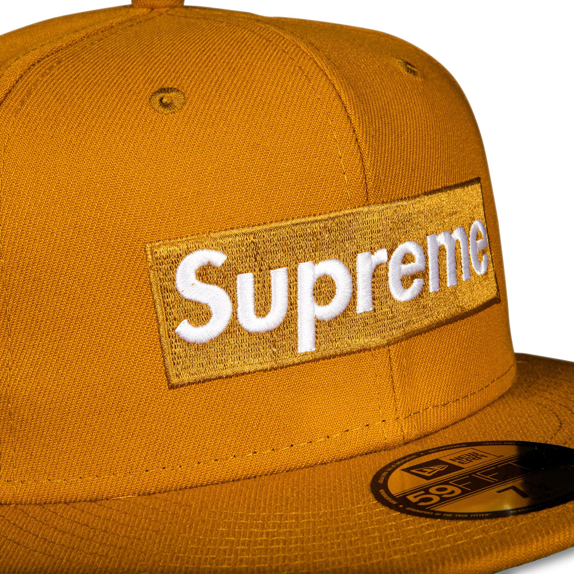 Size 7 1/4 Supreme x New Era Champions Box Logo Hat 'Wheat'