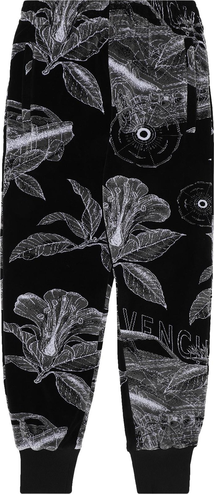 Givenchy Velvet Plant Print Trackpants 'Black/White'
