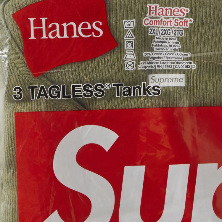 Supreme x Hanes Tagless Tank Tops 3 Pack OLIVE