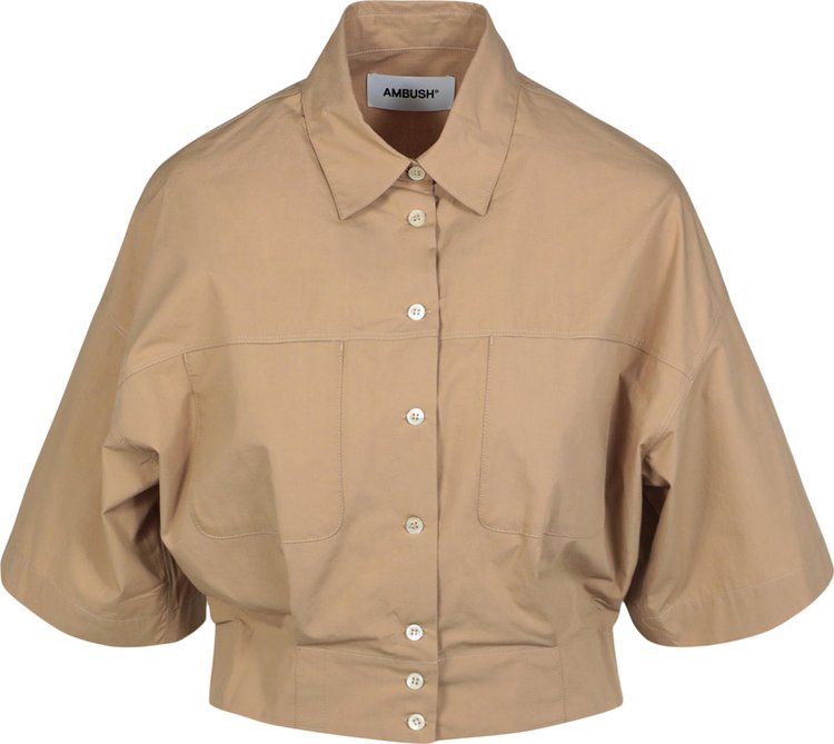 Ambush Cropped Short Sleeve Shirt Beige