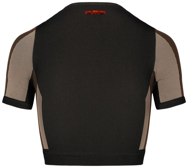 Heron Preston Color Block Rib Knit Crop Top BrownBlack