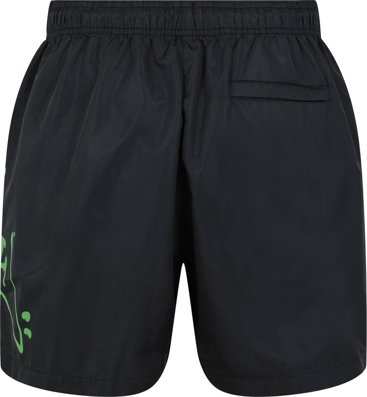 Off White Logo Print Black Swim Shorts BlackGreen