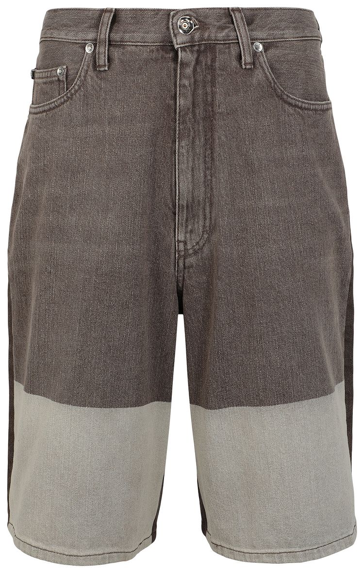 Off White Mix Color Denim Shorts Brown