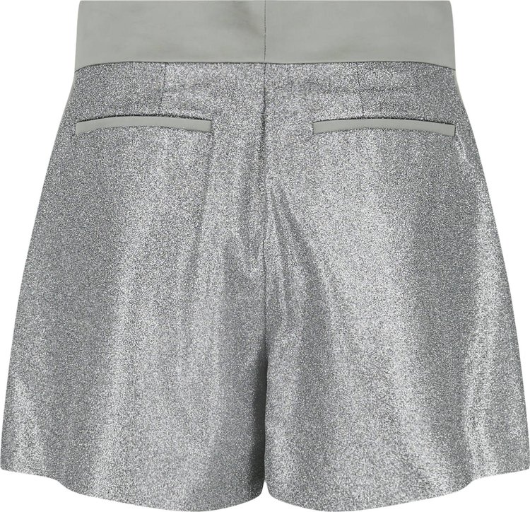 Off White Holiday Glitter Tuxedo Shorts Silver