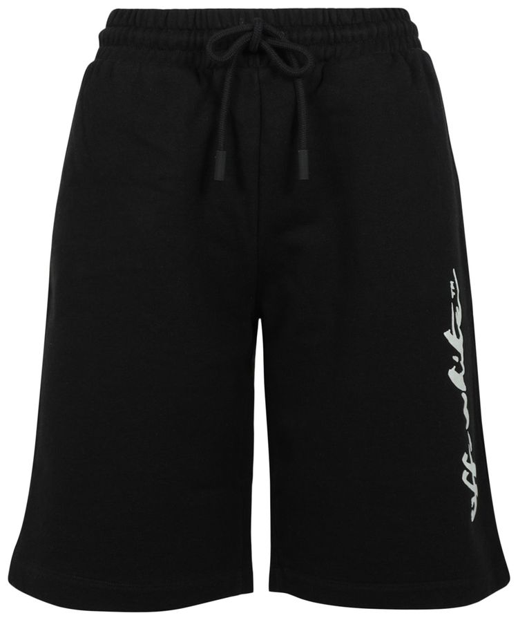 Off White Printed French Terry Shorts Black