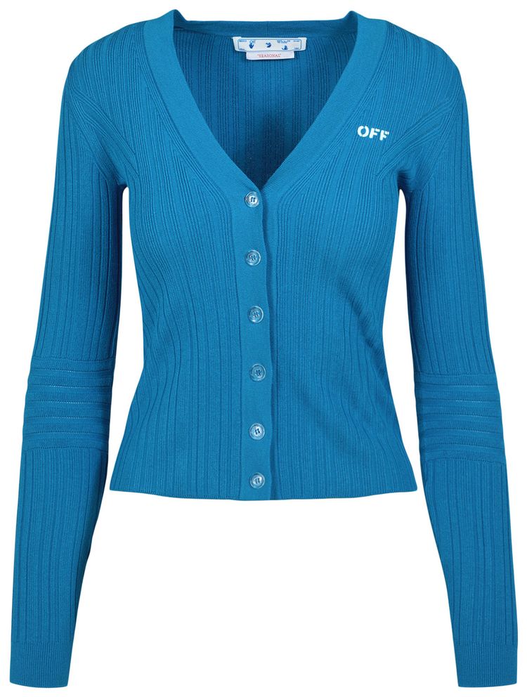 Off White Off Stamp Rib Cardigan Blue