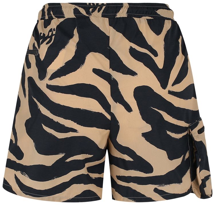 Off White Athl Zebra Nylon Shorts BeigeBlack
