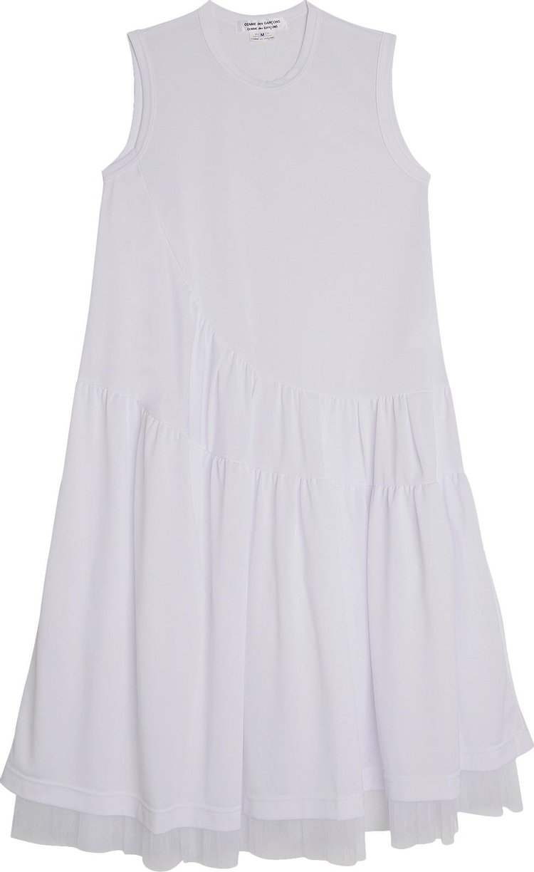 Comme des Garcons Polyester Honeycomb Nylon Tulle Dress WhiteWhite