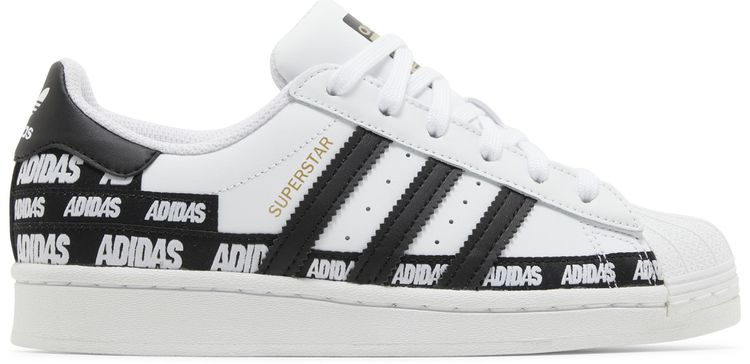 Adidas Superstar J Wordmark Heel Stripe   Cloud White