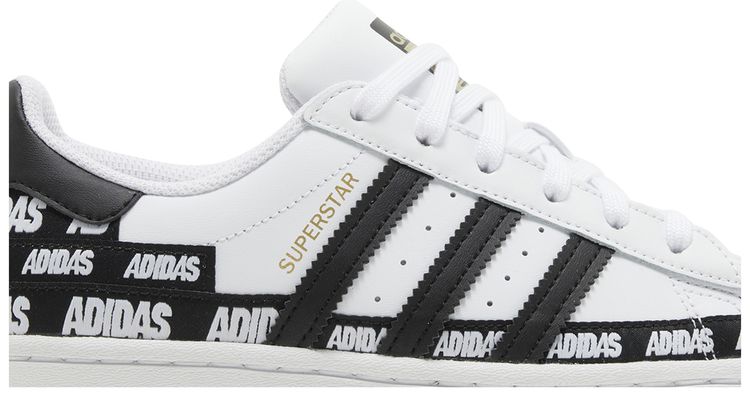 Adidas Superstar J Wordmark Heel Stripe   Cloud White