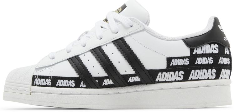 Adidas Superstar J Wordmark Heel Stripe   Cloud White