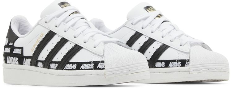Adidas Superstar J Wordmark Heel Stripe   Cloud White