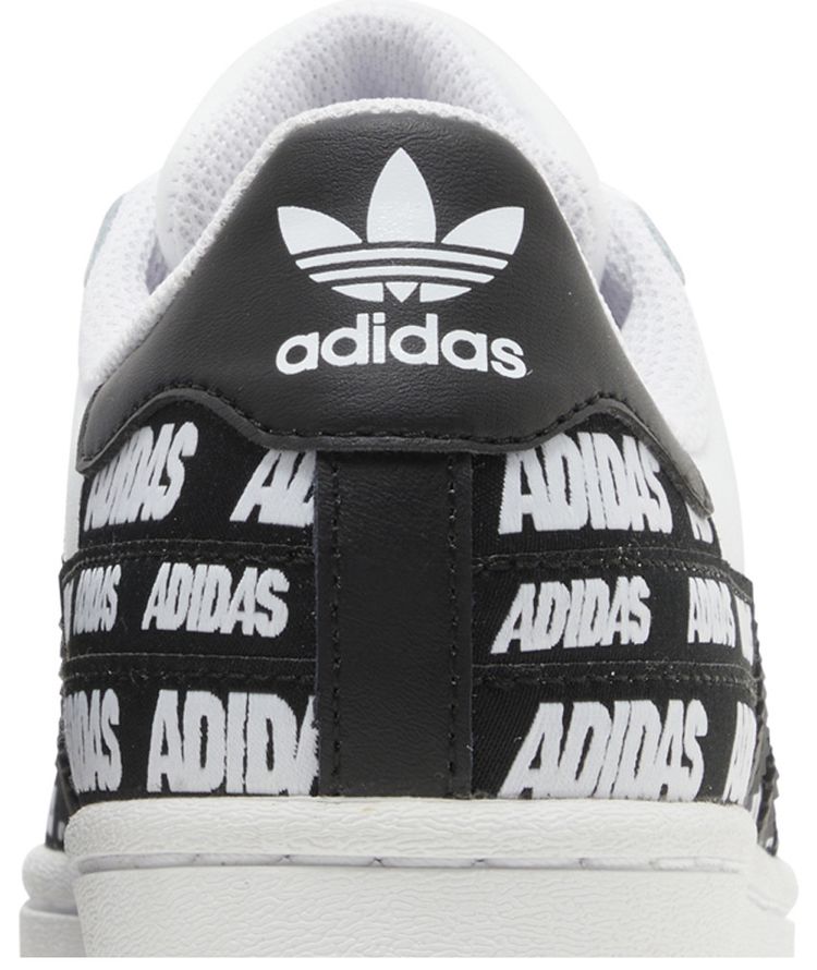 Adidas Superstar J Wordmark Heel Stripe   Cloud White