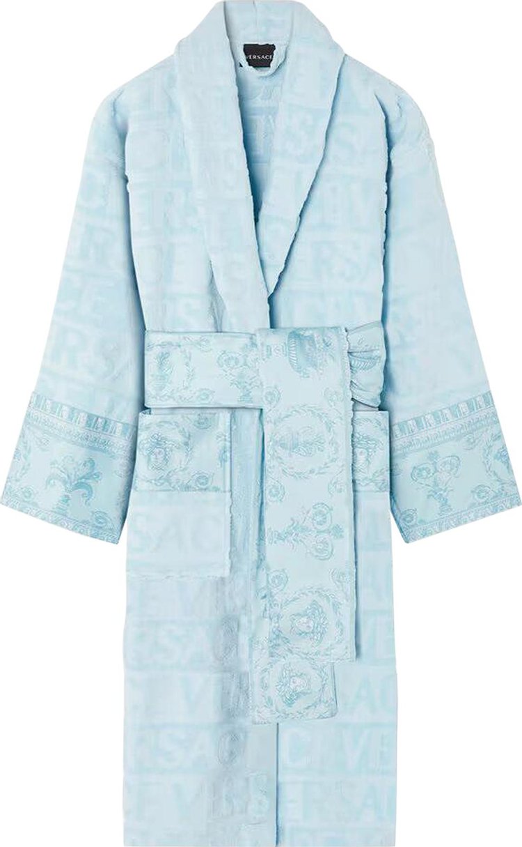 Versace I Heart Baroque Bath Robe Pale Blue