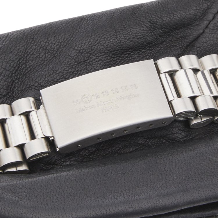 Maison Margiela Leather Pouch Bracelet SilverBlack