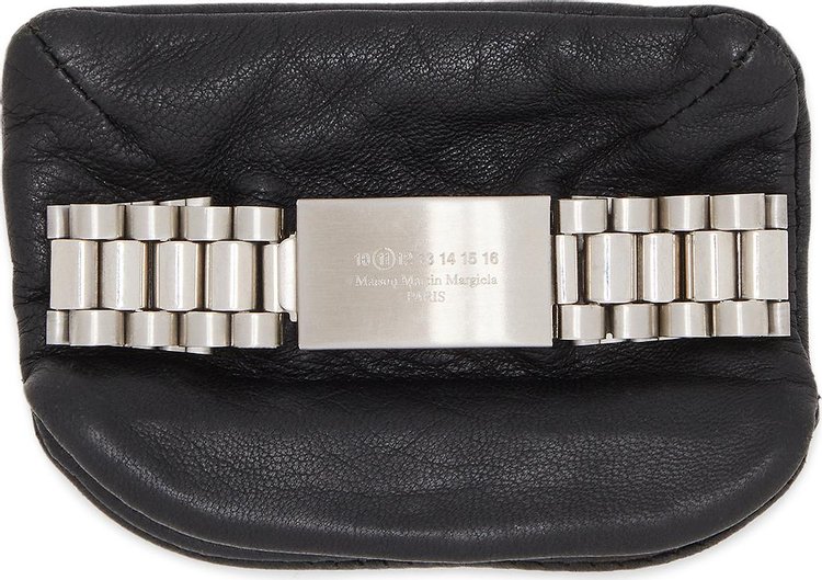 Maison Margiela Leather Pouch Bracelet SilverBlack