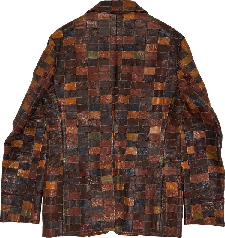 Vintage Maison Margiela Leather Patchwork Blazer BrownMulticolor