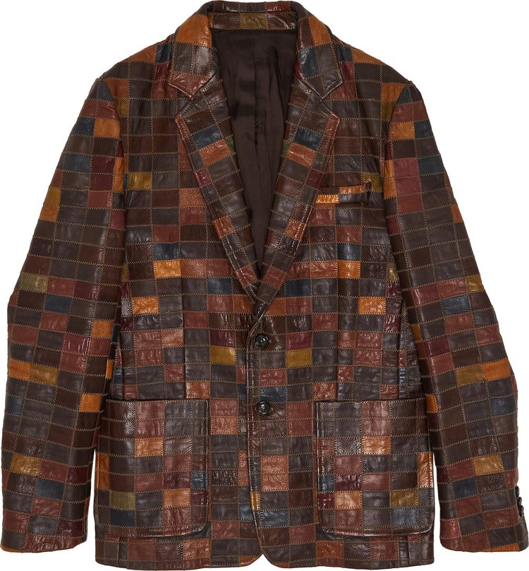 Vintage Maison Margiela Leather Patchwork Blazer BrownMulticolor