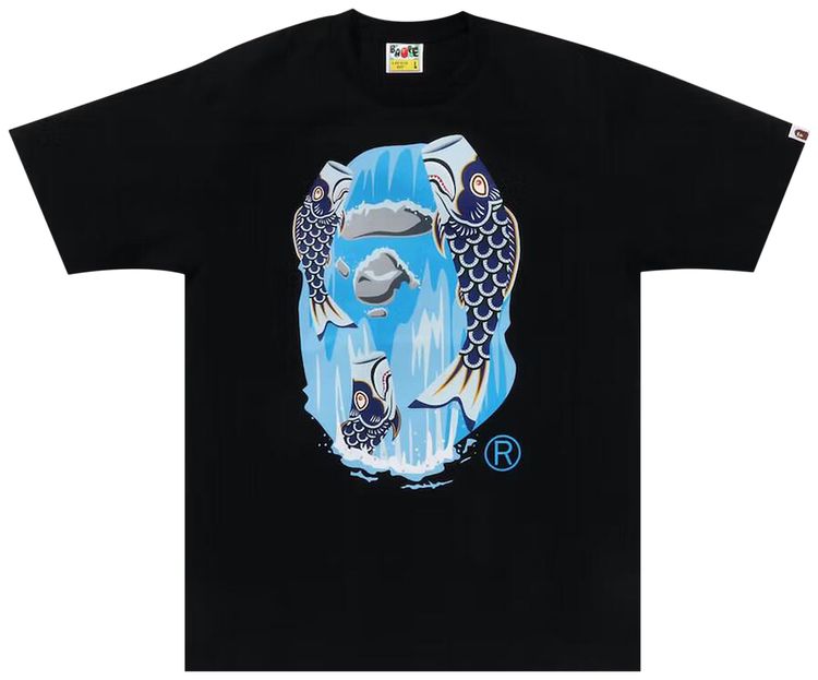BAPE Koinobori Waterfall Ape Head Tee Black