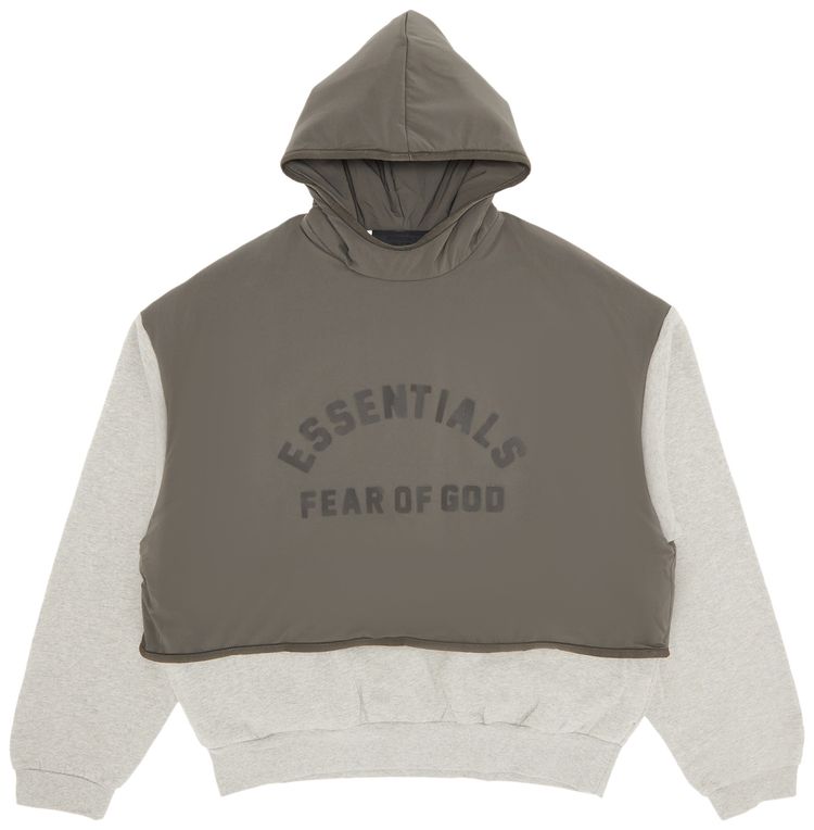 Fear of God Essentials Nylon Fleece Hooded Sweater Dark Heather OatmealInk