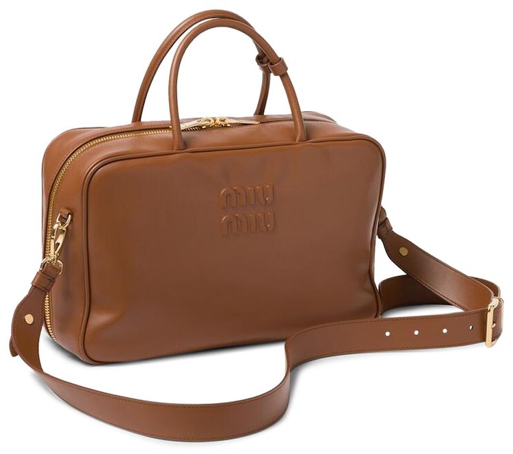 Miu Miu Softy Bauletto Handbag Cognac