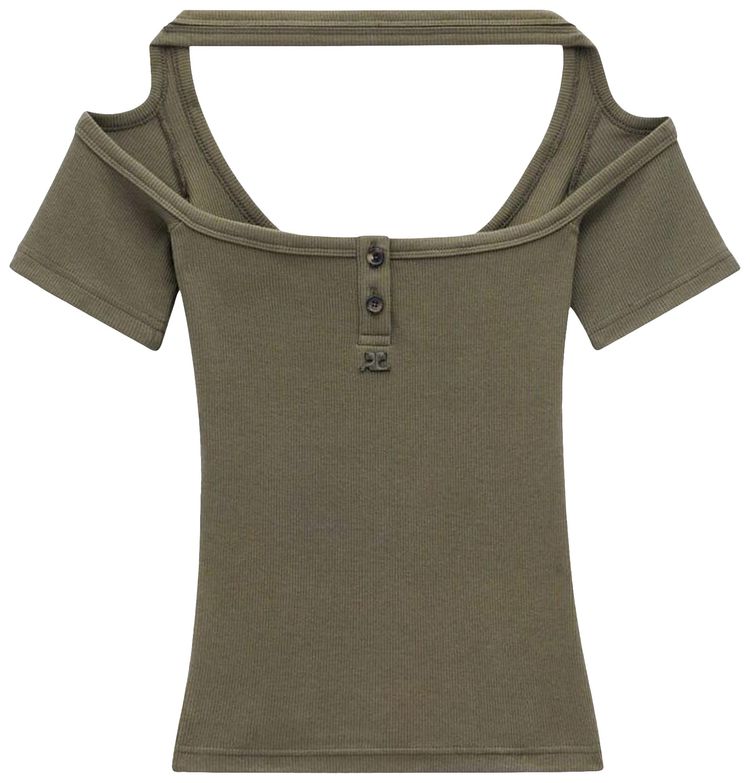 Courreges Hyperbole 90s Rib Top Camouflage Green