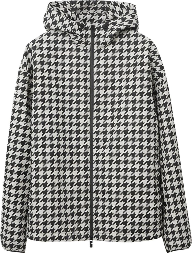 Burberry Hooded Houndstooth Jacket Black