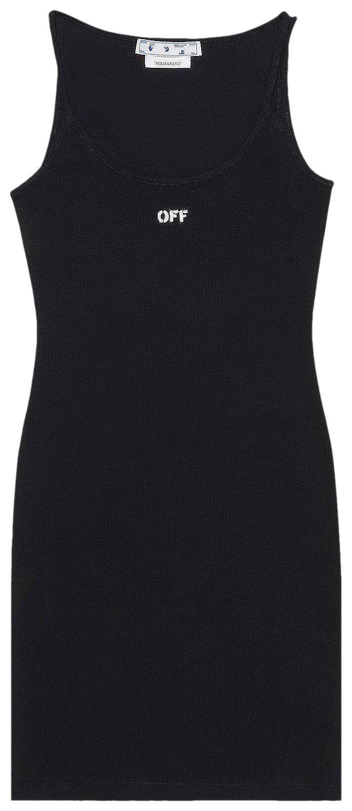 Off White Off Stamp Rib Basic Tank Dress BlackWhite