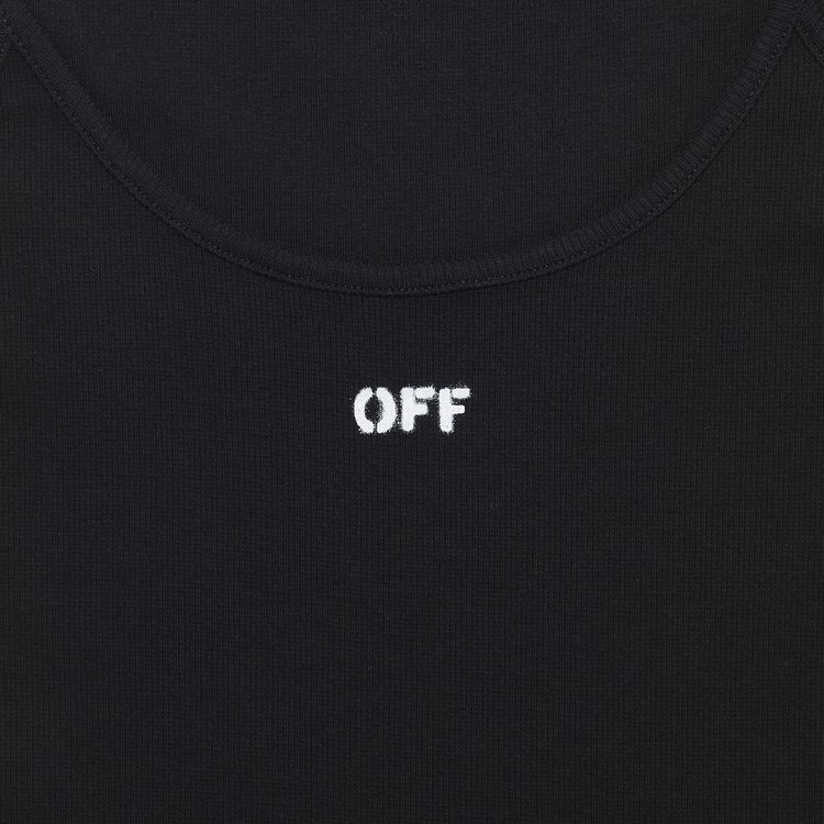 Off White Off Stamp Rib Basic Tank Dress BlackWhite