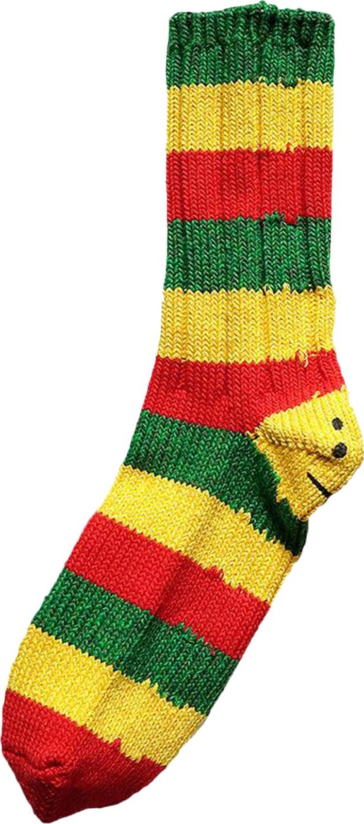 Kapital Rasta Rainbowy Happy Heel Socks 'Red'
