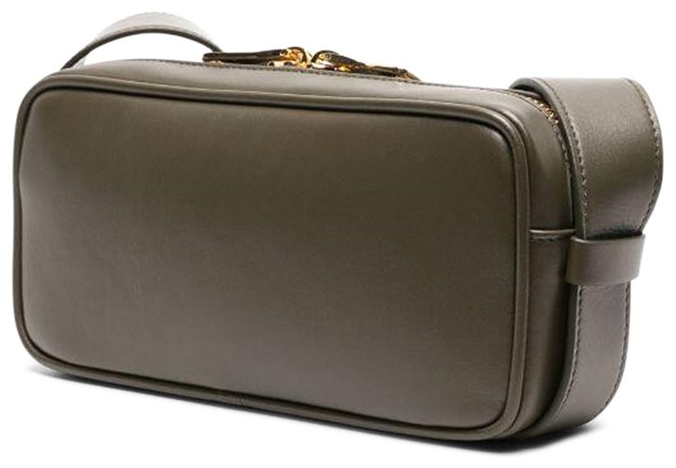 Miu Miu Logo Plaque Leather Shoulder Bag Military Green