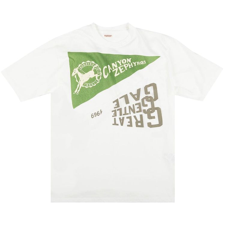 Kapital Burn Out Jersey Crew T Shirt Pennant  GGG  GGG White