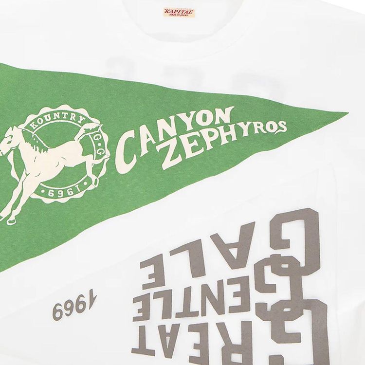 Kapital Burn Out Jersey Crew T Shirt Pennant  GGG  GGG White