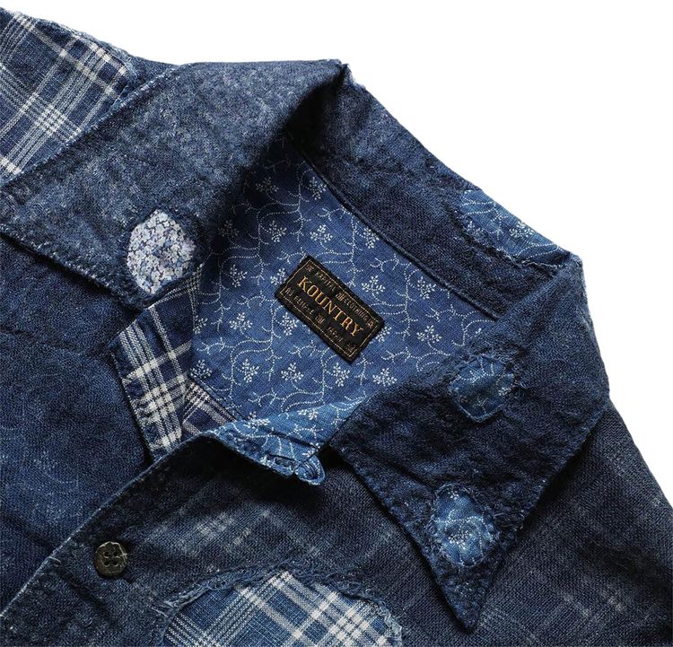 Kapital Patchwork Boro Aloha Shirt Indigo