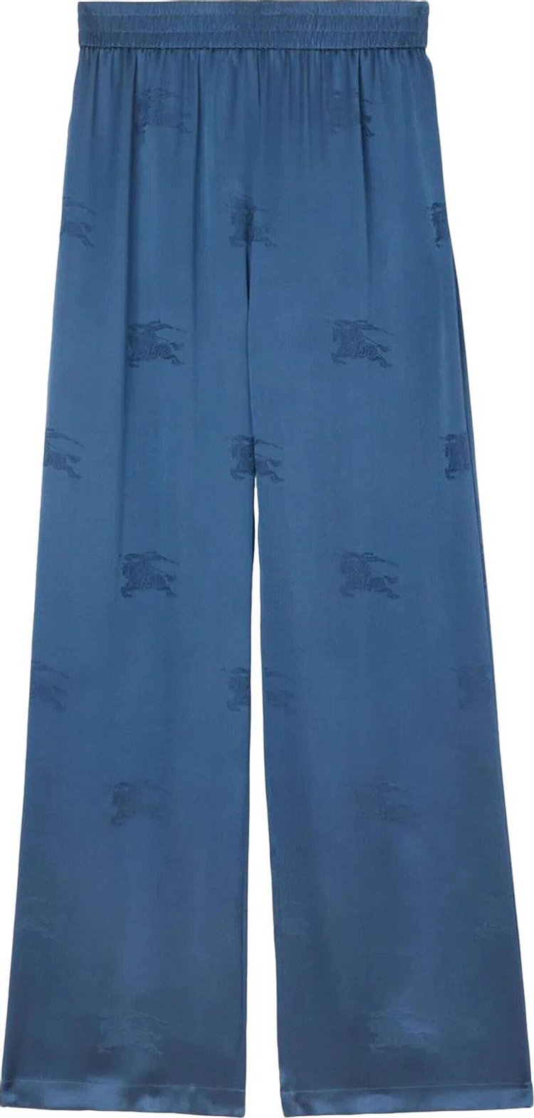 Burberry Logo Jacquard Wide Leg Trousers Muted Navy