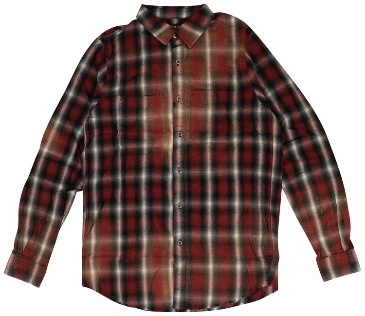 Amiri Spray Plaid Shirt Red