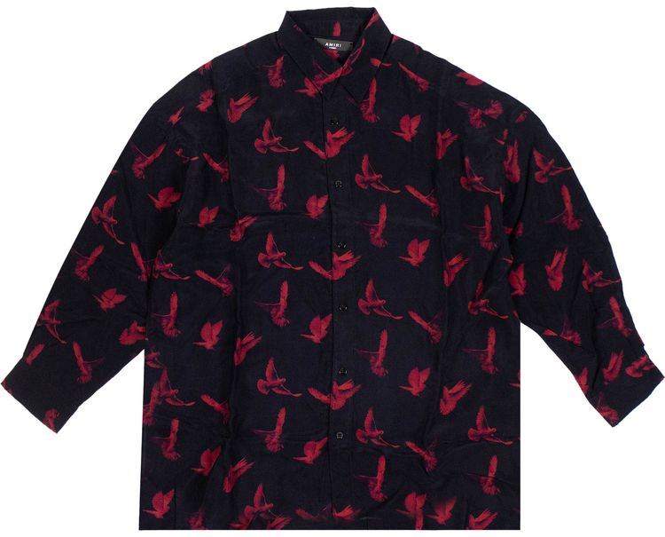 Amiri Doves Print Oversized Button Down Shirt 'Black'